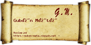 Gubán Máté névjegykártya